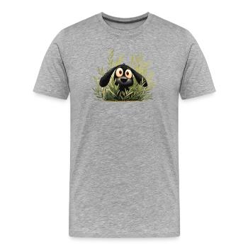 Sifflet de chien dans les buissons de la forêt - T-shirt bio Premium Homme - gris chiné - Devant - Damien (186cm)