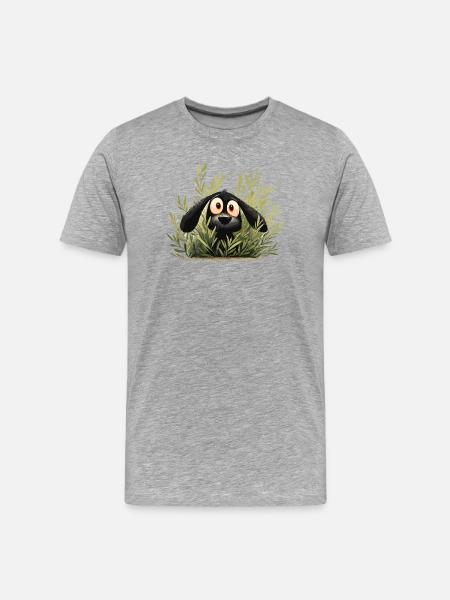 Hund im Gebüsch Waldpfiff - Männer Premium Bio T-Shirt - Grau meliert