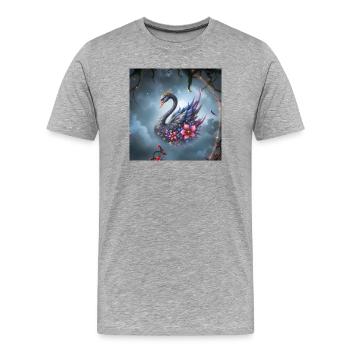 Cygne Floral Céleste - T-shirt bio Premium Homme - gris chiné - Devant - Damien (186cm)
