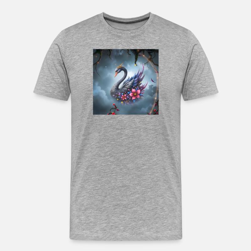 Himmlischer Blumenschwan - Männer Premium Bio T-Shirt - Grau meliert