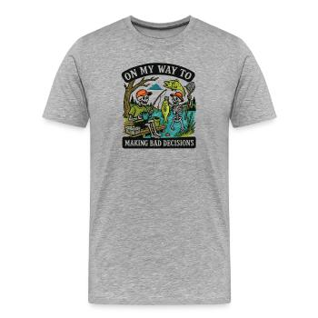 Humour de pêche en route vers de mauvaises décisions - T-shirt bio Premium Homme - gris chiné - Devant - Damien (186cm)