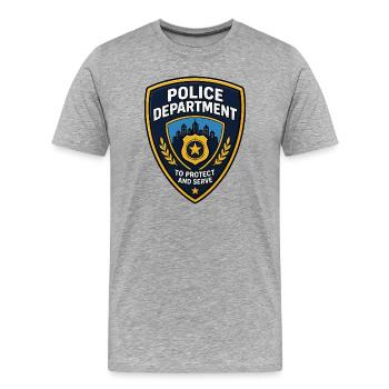 Polizei Abzeichen Patch Stadt Skyline - Männer Premium Bio T-Shirt - Grau meliert - Vorne - Damien (186cm)