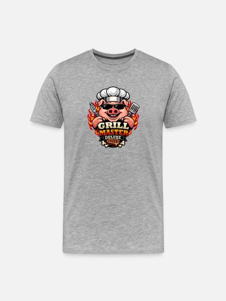 Grill Master Deluxe Barbecue Chef - T-shirt bio Premium Homme - gris chiné