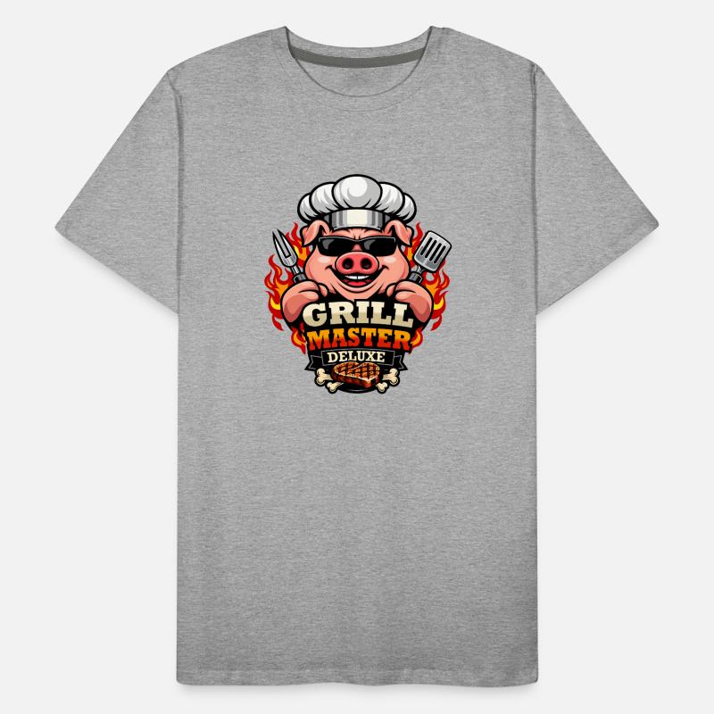 Grill Master Deluxe BBQ Pork Chef Men's Premium Organic T-Shirt