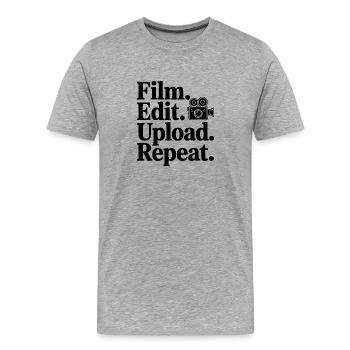 Film. Edit. Hochladen. Wiederholen. - Männer Premium Bio T-Shirt - Grau meliert - Vorne - Damien (186cm)