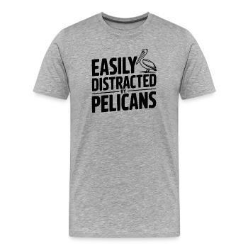 Facilement distrait par les pélicans - T-shirt bio Premium Homme - gris chiné - Devant - Damien (186cm)
