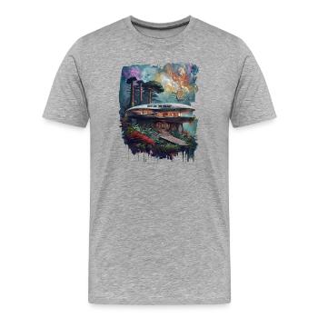 HORS DE LA GALAXIE - Architecture surréaliste de la jungle - T-shirt bio Premium Homme - gris chiné - Devant - Damien (186cm)
