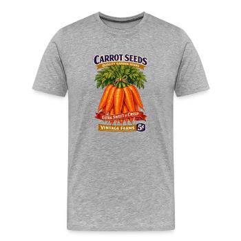 Vintage Carrot Seed Label - Men's Premium Organic T-Shirt - heather grey - Front - Damien (186cm)