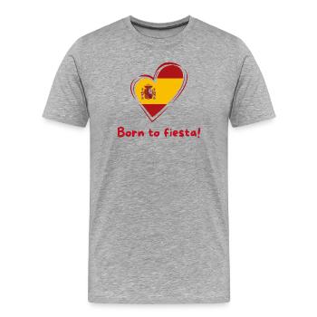 Spanien Herz Flagge Born to Fiesta - Männer Premium Bio T-Shirt - Grau meliert - Vorne - Damien (186cm)