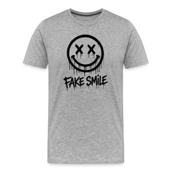 Fake Smile Graffiti - Männer Premium Bio T-Shirt - Grau meliert - Vorne - Damien (186cm)