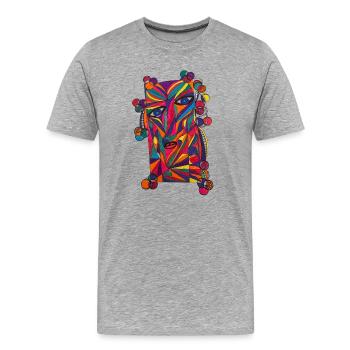 Farbenreiches Gesichts-Porträt- Martina Eßer - Männer Premium Bio T-Shirt - Grau meliert - Vorne - Damien (186cm)