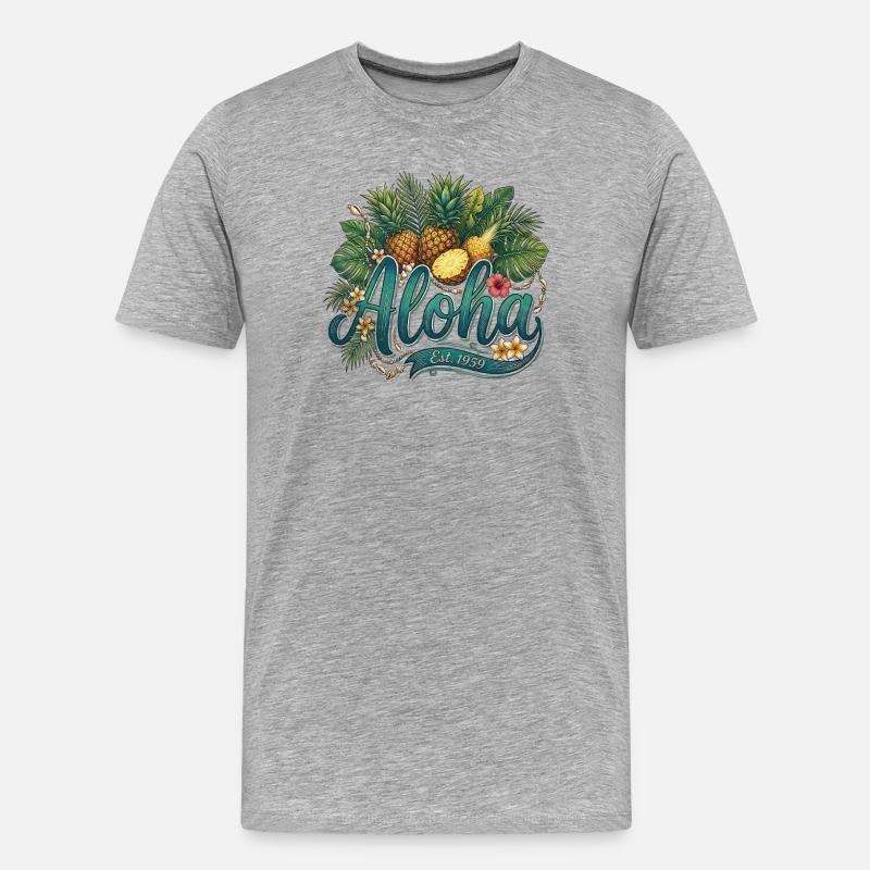 Aloha Pineapple Tropenstil - Männer Premium Bio T-Shirt - Grau meliert