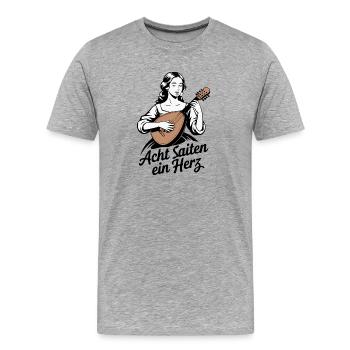 Mandoline Acht Saiten Ein Herz Musik - Männer Premium Bio T-Shirt - Grau meliert - Vorne - Damien (186cm)
