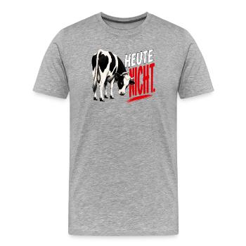 Heute nicht -Kuh T-Shirt - Männer Premium Bio T-Shirt - Grau meliert - Vorne - Damien (186cm)