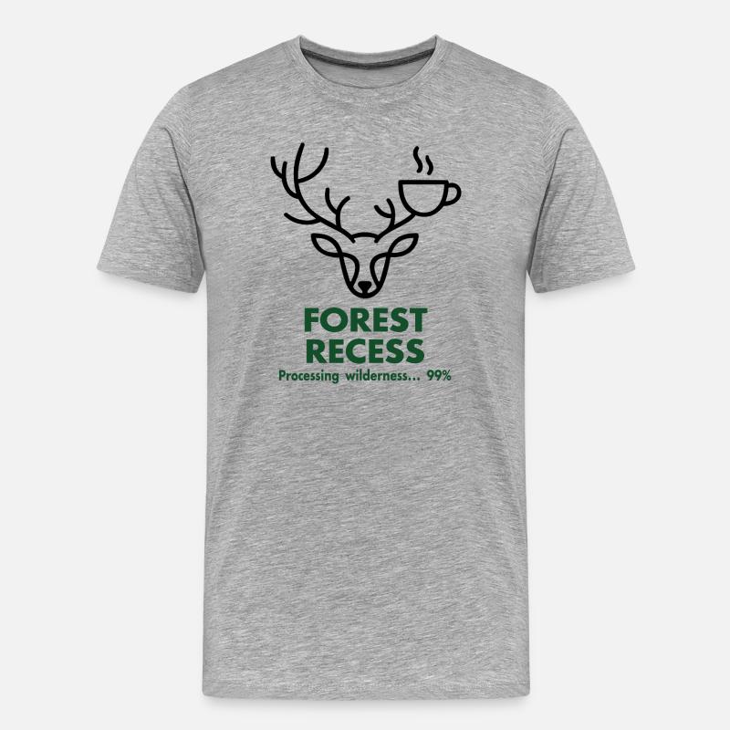Hirsch mit Kelch im Wald - Männer Premium Bio T-Shirt - Grau meliert
