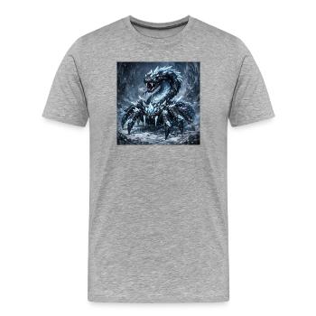 Dragon de Cristal dans une tempête de glace - T-shirt bio Premium Homme - gris chiné - Devant - Damien (186cm)