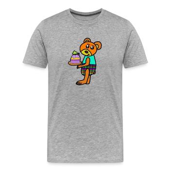 Gâteau Muffin Ours en peluche Enfant Ours en peluche - T-shirt bio Premium Homme - gris chiné - Devant - Damien (186cm)