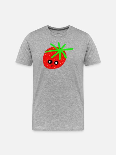 Erdbeere Kinder Erdbeeren  - Männer Premium Bio T-Shirt - Grau meliert