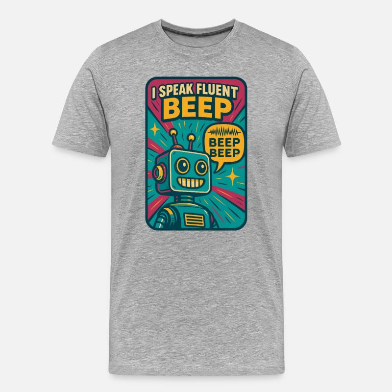 Fließend Beep | Roboter Sci-Fi Nerd - Männer Premium Bio T-Shirt - Grau meliert