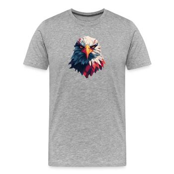 Aigle majestueux regard perçant - T-shirt bio Premium Homme - gris chiné - Devant - Damien (186cm)
