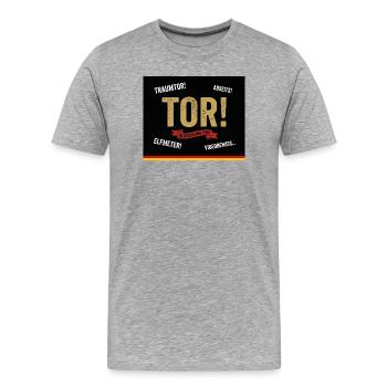 TOR! Deutschland Fan Kissen - Männer Premium Bio T-Shirt - Grau meliert - Vorne - Damien (186cm)
