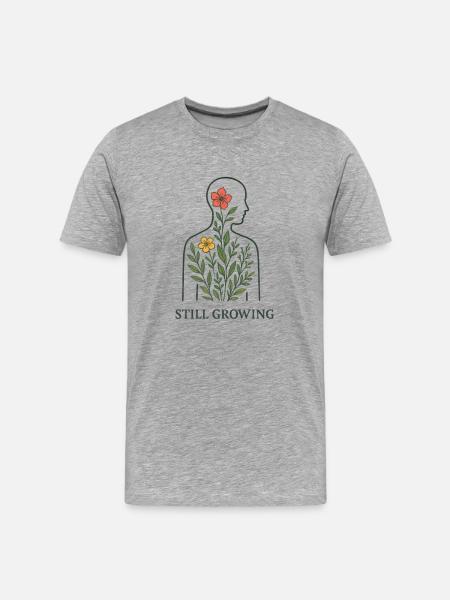 Still Growing Plant Silhouette - Men's Premium Organic T-Shirt - heather grey