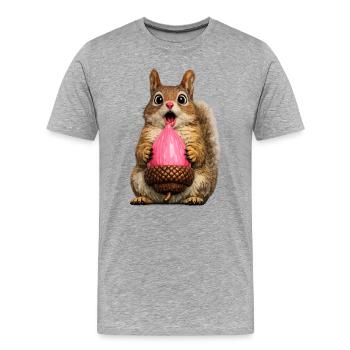 Pink Acorn Squirrel Wink - Men's Premium Organic T-Shirt - heather grey - Front - Damien (186cm)