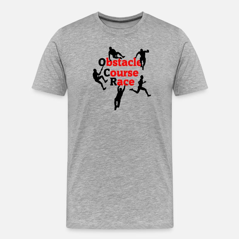 Hindernisparcoursrennen – Rotes Aufpralldesign - Männer Premium Bio T-Shirt - Grau meliert