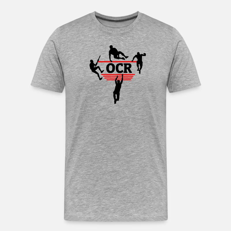 OCR-Stärke – Obstacle Focus Design - Männer Premium Bio T-Shirt - Grau meliert