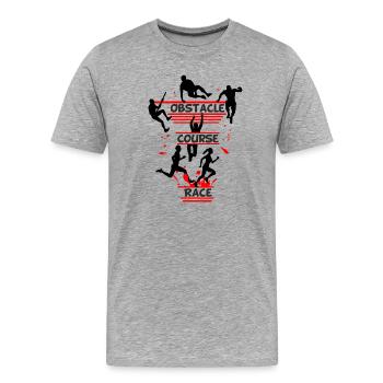 Obstacle Course Race – Full Action Silhouette - Men's Premium Organic T-Shirt - heather grey - Front - Damien (186cm)