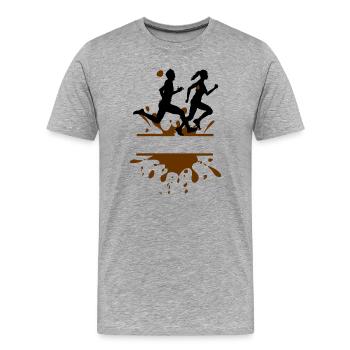 Défi Course de Boue – Boue Homme & Femme - T-shirt bio Premium Homme - gris chiné - Devant - Damien (186cm)