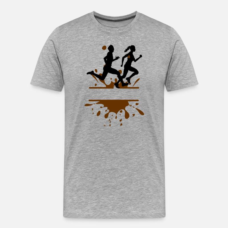 Mud Run Challenge – Mann & Frau Schlamm - Männer Premium Bio T-Shirt - Grau meliert