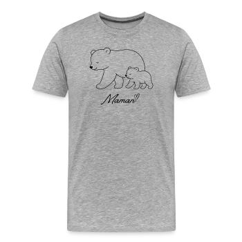 Mama Bär, Bär, Muttertag. - Männer Premium Bio T-Shirt - Grau meliert - Vorne - Damien (186cm)