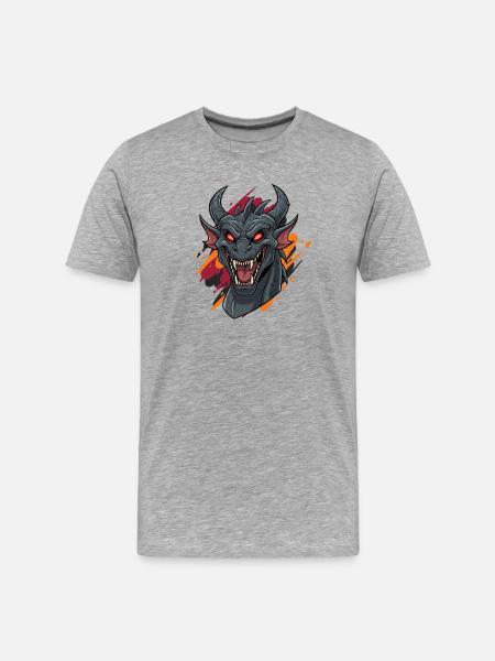 Dragon head with fire accents - Men's Premium Organic T-Shirt - heather grey