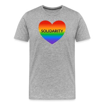 Solidarity Rainbow Heart LGBT Safe Space Gay Ally - Männer Premium Bio T-Shirt - Grau meliert - Vorne - Damien (186cm)