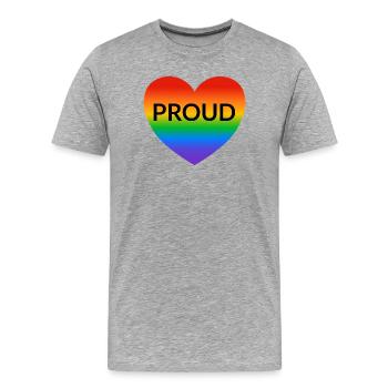 STOLZES Regenbogenherz - Männer Premium Bio T-Shirt - Grau meliert - Vorne - Damien (186cm)