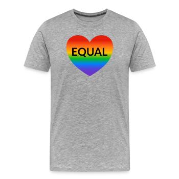 Fierté Arc-en-ciel au cœur égal - T-shirt bio Premium Homme - gris chiné - Devant - Damien (186cm)