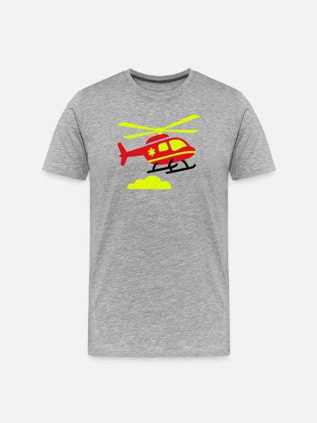 Rettungshubschrauber Notarzt - Männer Premium Bio T-Shirt - Grau meliert