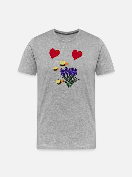 Heart Blossoms Garden Insects Bees - Men's Premium Organic T-Shirt - heather grey