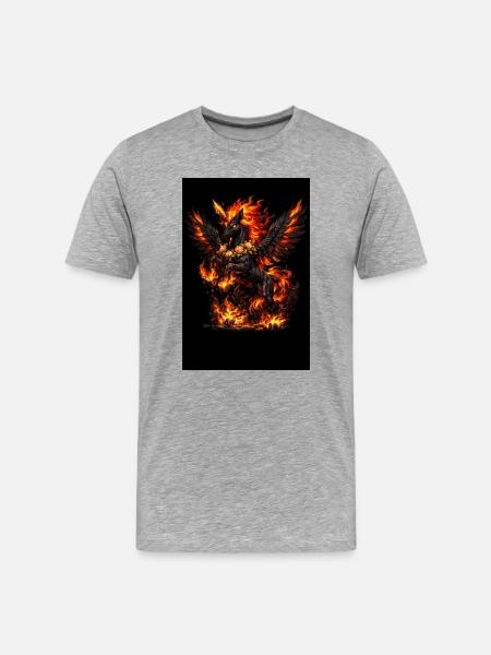 Fire Pegasus with Flower Wreath - Men's Premium Organic T-Shirt - heather grey
