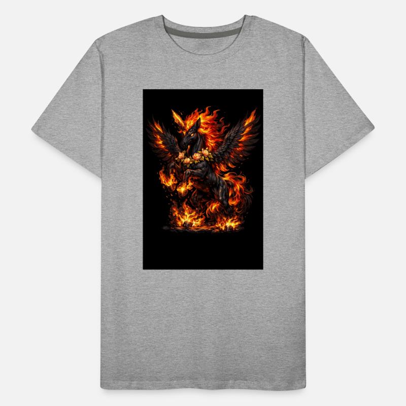 Pégase de feu avec couronne de fleurs T-shirt bio Premium Homme