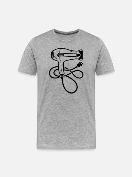 Sèche-cheveux pour salon de coiffure - T-shirt bio Premium Homme - gris chiné