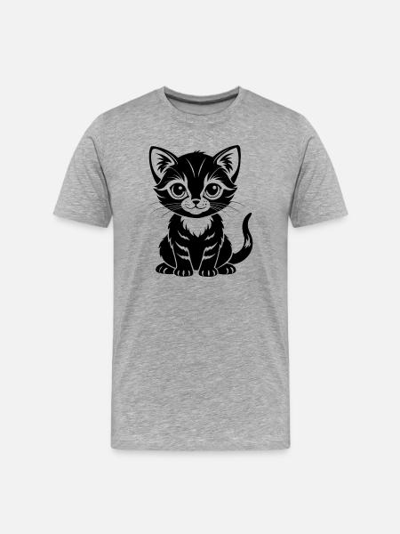 Cute Cat - Men's Premium Organic T-Shirt - heather grey