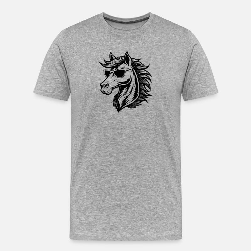 Cooler Pferdekopf - Männer Premium Bio T-Shirt - Grau meliert