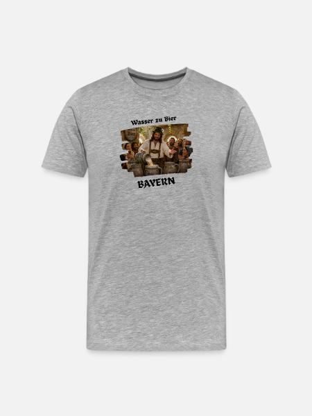 Wasser_zu_Bier - Männer Premium Bio T-Shirt - Grau meliert