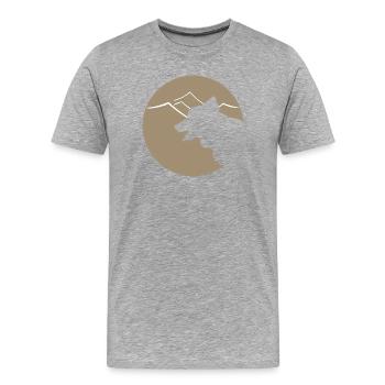 Hundsilhouette im Gebirge oder Dünen - Männer Premium Bio T-Shirt - Grau meliert - Vorne - Damien (186cm)