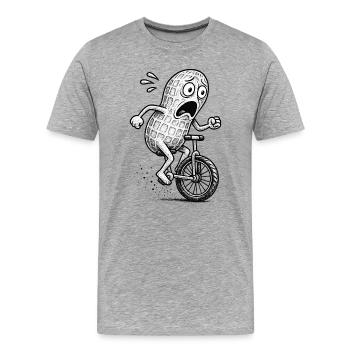 Panic Peanut auf dem Fahrrad - Männer Premium Bio T-Shirt - Grau meliert - Vorne - Damien (186cm)
