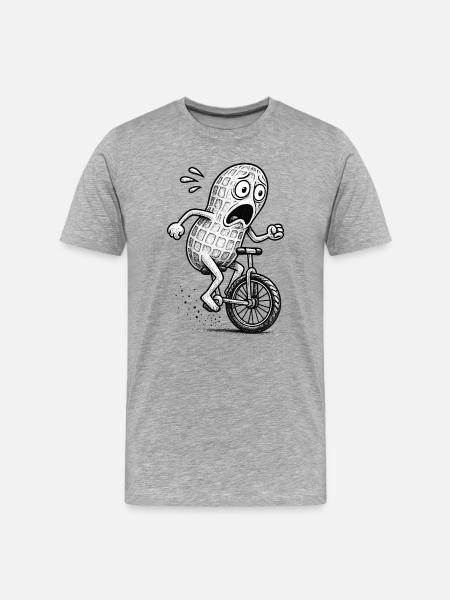 Panic Peanut sur un vélo - T-shirt bio Premium Homme - gris chiné
