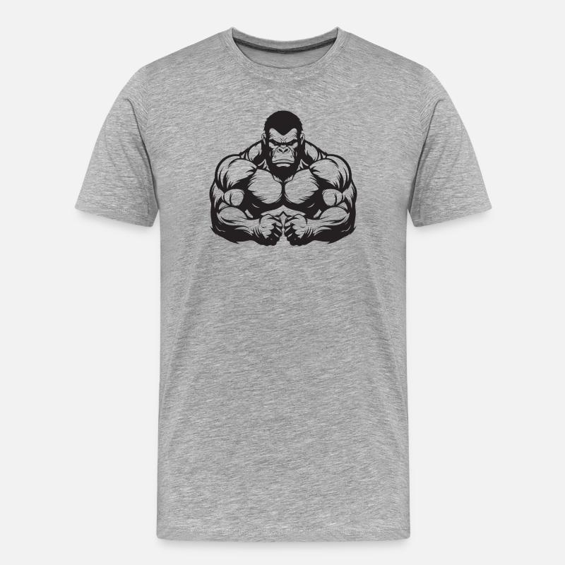 Gorilla Muskeln - Männer Premium Bio T-Shirt - Grau meliert