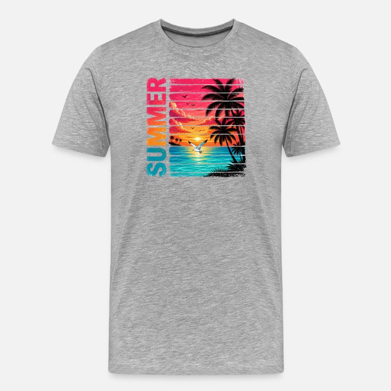Retro Summer - Männer Premium Bio T-Shirt - Grau meliert